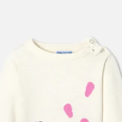 Jacadi Pull bébé fille Intarsia fleur - lore BLANC DOUX/MULTICO Discount