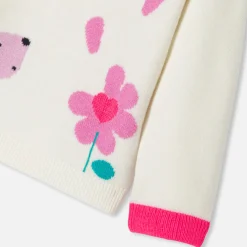 Jacadi Pull bébé fille Intarsia fleur - lore BLANC DOUX/MULTICO Discount
