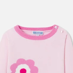 Jacadi Pull bébé fille Intarsia fleurs - rose poudre ROSE POUDRE JACADI New