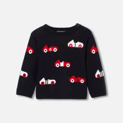 Jacadi Pull bébé garçon en coton - MARINE/ROUGE Sale