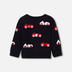 Jacadi Pull bébé garçon en coton - MARINE/ROUGE Sale
