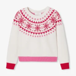 Jacadi Pull enfant fille en jacquard - lore BLANC DOUX/MULTICO Best