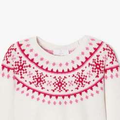 Jacadi Pull enfant fille en jacquard - lore BLANC DOUX/MULTICO Best