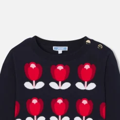 Jacadi Pull enfant fille motif tulipe - marine MARINE JACADI Outlet