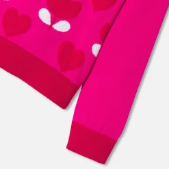 Jacadi Pull enfant fille motif tulipe - ROSE/ROUGE Hot