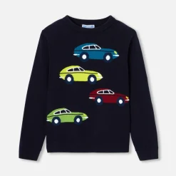 Jacadi Pull enfant garçon intarsia voiture - marine MARINE JACADI Sale