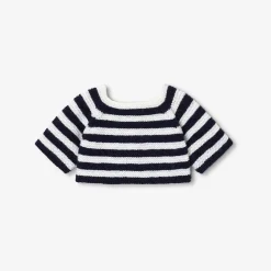 Jacadi Pull Love Maille pour notre ourson Martin Collection Solidaire - ECRU/MARINE Clearance
