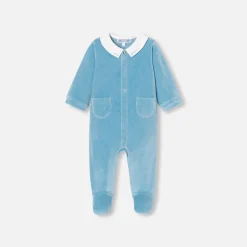 Jacadi Pyjama bébé garçon en velours - BLEU DEAU Discount
