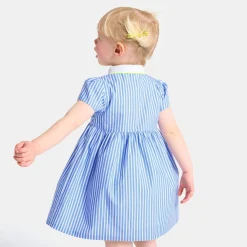 Jacadi Robe bébé fille coupe trapèze BLANC/BLEU Outlet