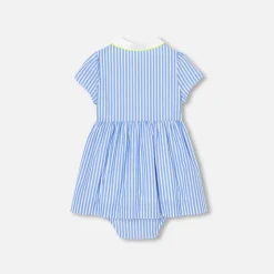 Jacadi Robe bébé fille coupe trapèze BLANC/BLEU Outlet