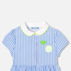 Jacadi Robe bébé fille coupe trapèze BLANC/BLEU Outlet