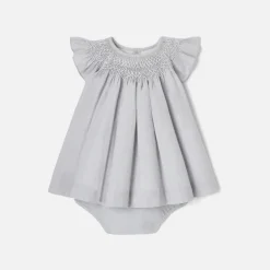 Jacadi Robe bébé fille en fil à fil - GRIS/BLANC New