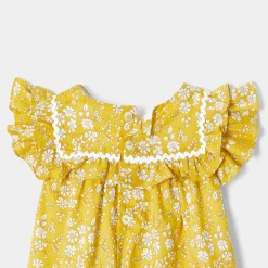 Jacadi Robe bébé fille en tissu Liberty - JAUNE/BLANC Discount