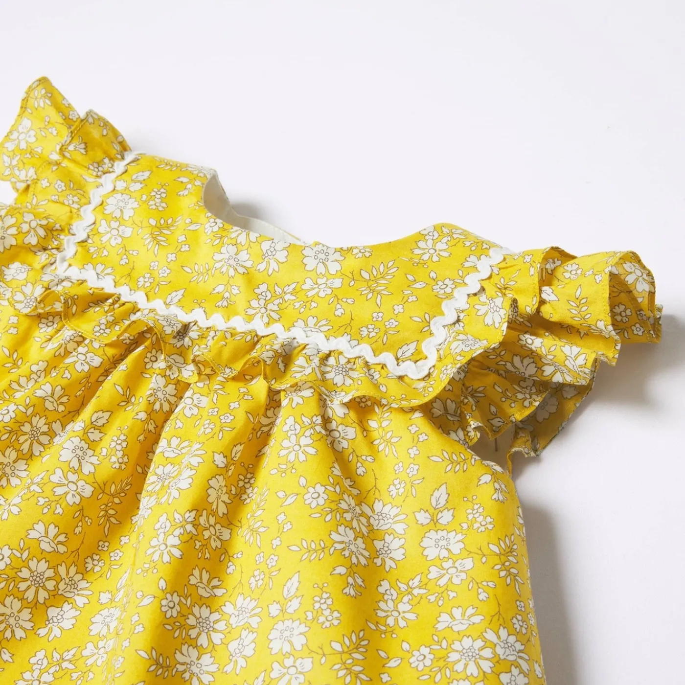 Jacadi Robe bébé fille en tissu Liberty - JAUNE/BLANC Discount