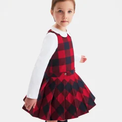 Jacadi Robe chasuble enfant fille en flanelle - MARINE/ROUGE Outlet