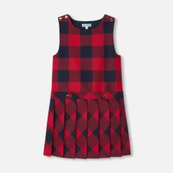 Jacadi Robe chasuble enfant fille en flanelle - MARINE/ROUGE Outlet
