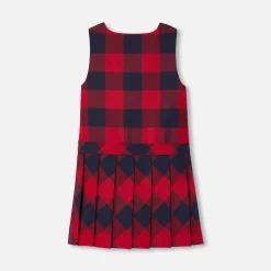 Jacadi Robe chasuble enfant fille en flanelle - MARINE/ROUGE Outlet