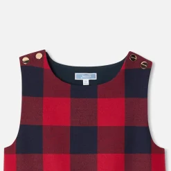 Jacadi Robe chasuble enfant fille en flanelle - MARINE/ROUGE Outlet