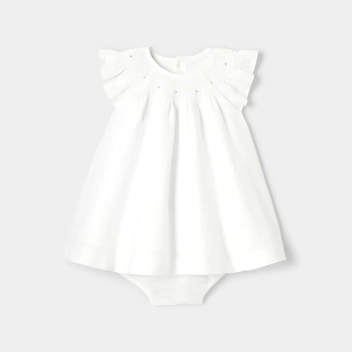 Jacadi Robe de cérémonie en lin bébé fille - blanc BLANC JACADI New