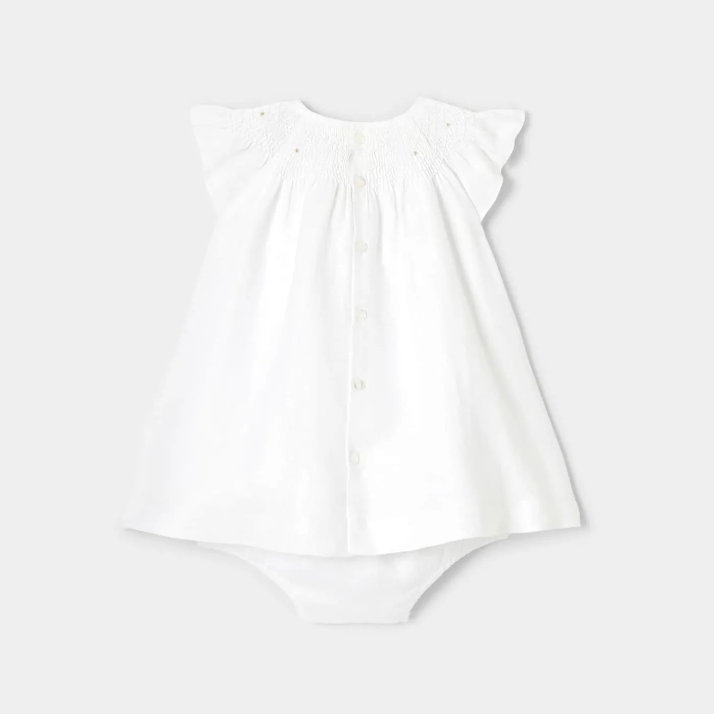 Jacadi Robe de cérémonie en lin bébé fille - blanc BLANC JACADI New