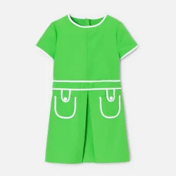 Jacadi Robe enfant fille en piqué alvéolé - VERT TREFLE Hot