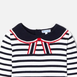 Jacadi Robe manches longues enfant fille - BLANC/MARINE Discount