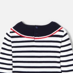 Jacadi Robe manches longues enfant fille - BLANC/MARINE Discount