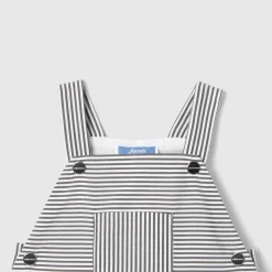 Jacadi Salopette bébé garçon en popeline rayée - GRIS/BLANC