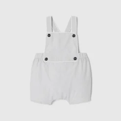 Jacadi Salopette courte bébé garçon en fil à fil - BLANC/GRIS Outlet