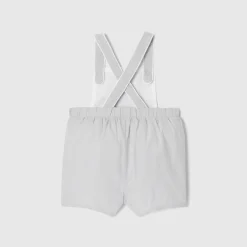 Jacadi Salopette courte bébé garçon en fil à fil - BLANC/GRIS Outlet
