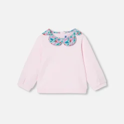 Jacadi Sweat bébé fille à col Tissu Liberty - rose poudre ROSE POUDRE JACADI New