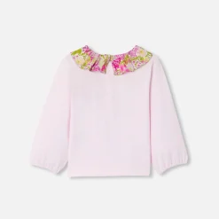Jacadi T-shirt bébé fille col Tissu Liberty - rose poudre ROSE POUDRE JACADI New