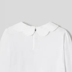 Jacadi T-shirt enfant fille à col festonné - blanc BLANC JACADI Outlet