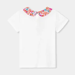 Jacadi T-shirt enfant fille col tissu Liberty - blanc BLANC JACADI New