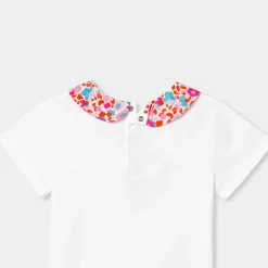 Jacadi T-shirt enfant fille col tissu Liberty - blanc BLANC JACADI New